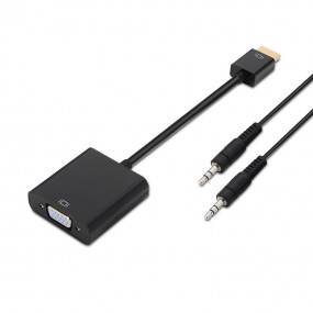 Conversor HDMI a SVGA+audio, HDMI A Macho-SVGA Hembra+JACK 3.5/H, negro, 10 cm+1.0 metros
