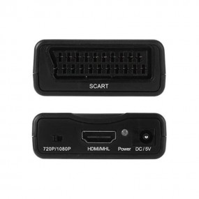 Ozvavzk HDMI a SCART Convertidor, HDMI to Euroconector Vídeo Compuesto  Estéreo Adaptador, Admite Formatos PAL / NTSC, HDMI a SCART Adaptador